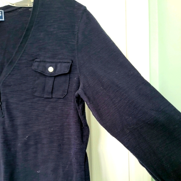 Chaps Classics Women's 3/4 Sleeve Cotton Top with Pockets Size L - Picture 6 of 11